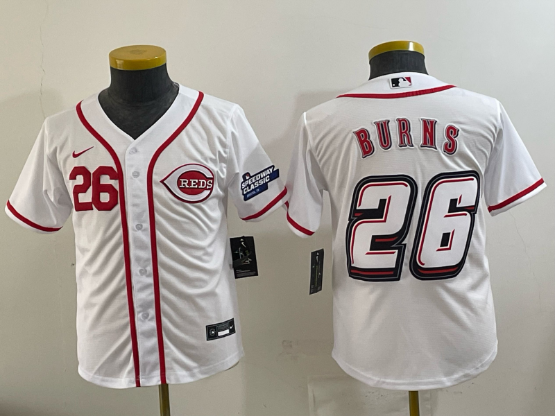 Youth Cincinnati Reds #26 Durns white Nike MLB 2025 Jersey 002